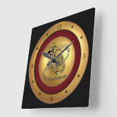 Tuba~Musical Scroll~Gold/Maroon/Black Background~ スクエア壁時計 (傾斜)