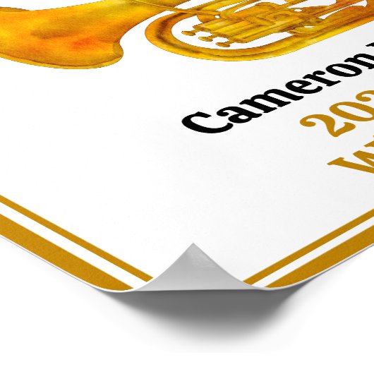 Tuba Player High School Band Gold Personalized ポスター (角)