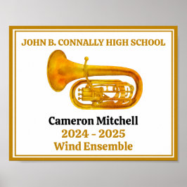 Tuba Player High School Band Gold Personalized ポスター