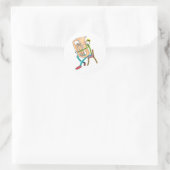 Tuba Playing Stickman ラウンドシール (バッグ)