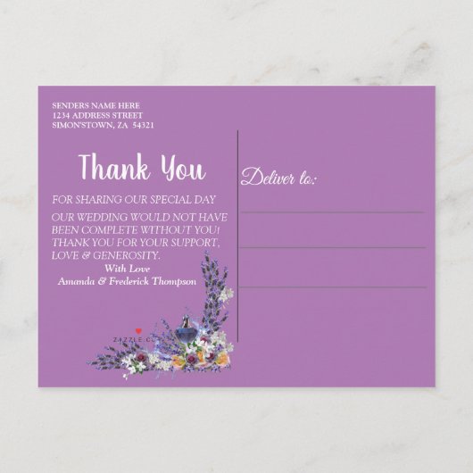 Tuberose & Lavender開花ありがとう 案内ポストカード (裏面)