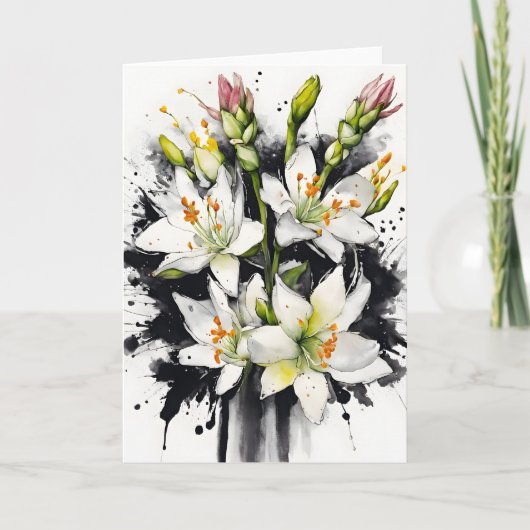 Tuberose - Watercolor flowers カード (正面)