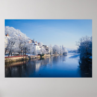 Tübingen, Germany after snowfall ポスター