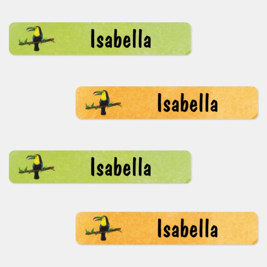 Tucan Vogel Aquarell - 96 schmale Kinder Etiketten ラベル (グループ)