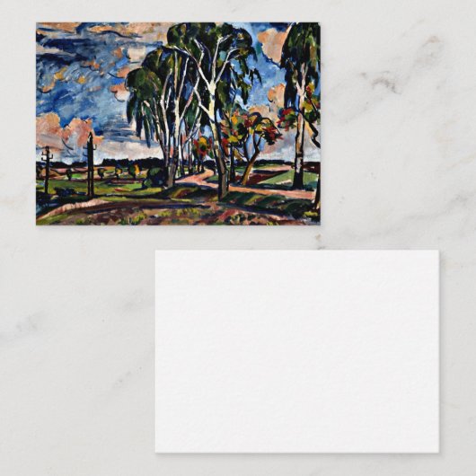 Tucapy by Sobeslavの近くに樺の木がある風景 ノートカード (正面/裏面)