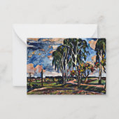 Tucapy by Sobeslavの近くに樺の木がある風景 ノートカード (正面)