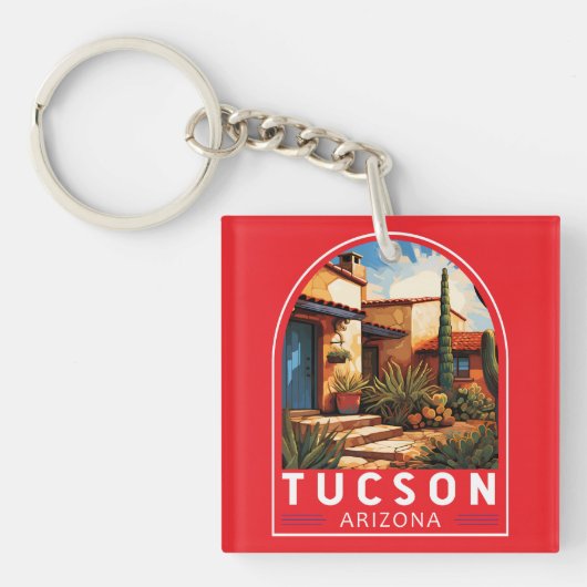 Tucson Arizona Travel Art Emblem キーホルダー (正面)