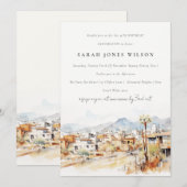 Tucson, Arizona Watercolor Landscape Birthday 招待状 (正面/裏面)