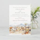 Tucson Arizona Watercolor Landscape Couples Shower 招待状 (スタンド正面)