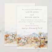 Tucson Arizona Watercolor Landscape Couples Shower 招待状 (正面/裏面)