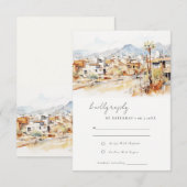 Tucson Arizona Watercolor Landscape Wedding 出欠カード (正面/裏面)