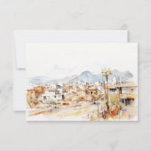 Tucson Arizona Watercolor Landscape Wedding 出欠カード (裏面)