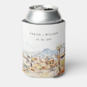 Tucson, Arizona Watercolor Landscape Wedding 缶クーラー (缶裏面)