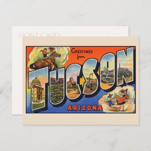 Tucson Large Letterヴィンテージからの挨拶 ポストカード (正面/裏面)