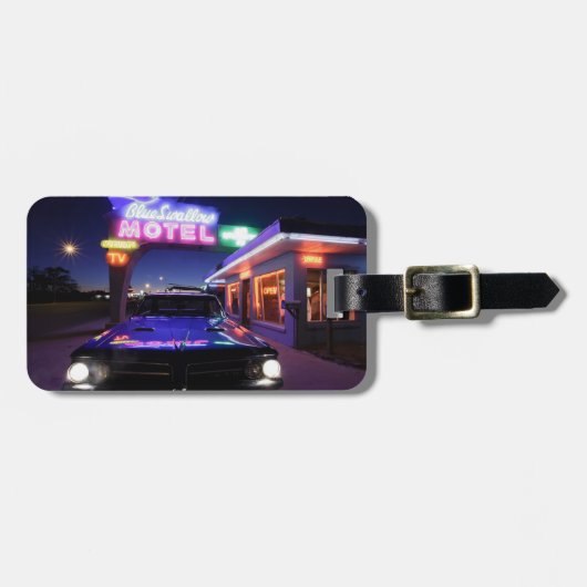 Tucumcari、ニューメキシコ、米国。 ルート66 ラゲッジタグ (正面横)