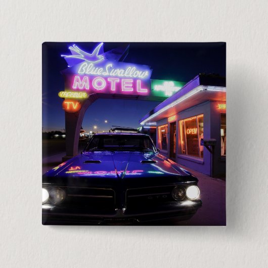 Tucumcari、ニューメキシコ、米国。 ルート66 缶バッジ (正面)