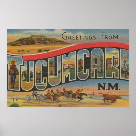 Tucumcari, New Mexico – 大きな文字のシーン ポスター (正面)