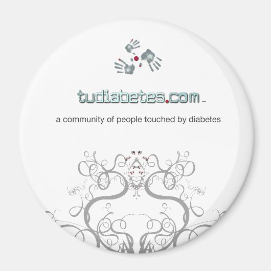 TuDiabetes.comラウンドマグネット |白い線| マグネット (正面)