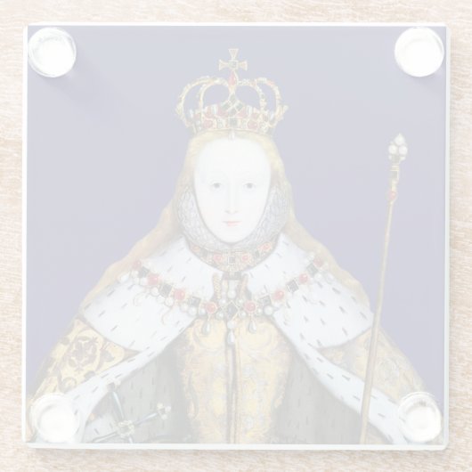 Tudorのエリザベス女王一世の即位 ガラスコースター (裏面)