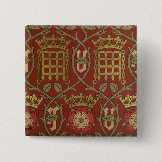 「Tudor」は、Sによって設計されている再生の壁紙上がりました 缶バッジ (正面)