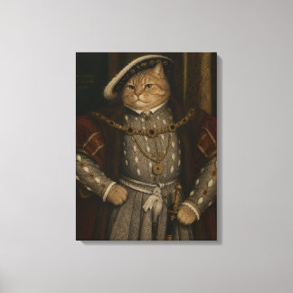 Tudor Cat King Portrait – ヘンリー8世の猫のルネサンス風肖像 キャンバスプリント