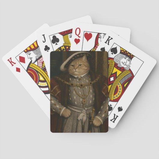 Tudor Cat King Portrait – ヘンリー8世の猫のルネサンス風肖像 トランプ (裏面)