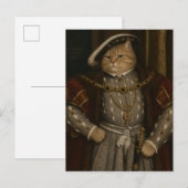 Tudor Cat King Portrait – ヘンリー8世の猫のルネサンス風肖像 ポストカード (正面/裏面)