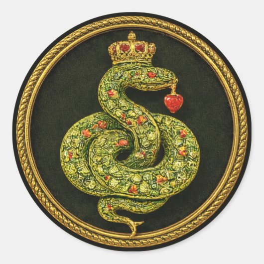Tudor Elizabethan Serpent Design Bejewelled ruby ラウンドシール (正面)