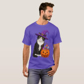 Tuedo Witch Cat Halloween Candy Basket for Men Wom Tシャツ (正面フル)