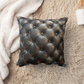 Tufted Black Faux Leather Pattern クッション (ブランケット)