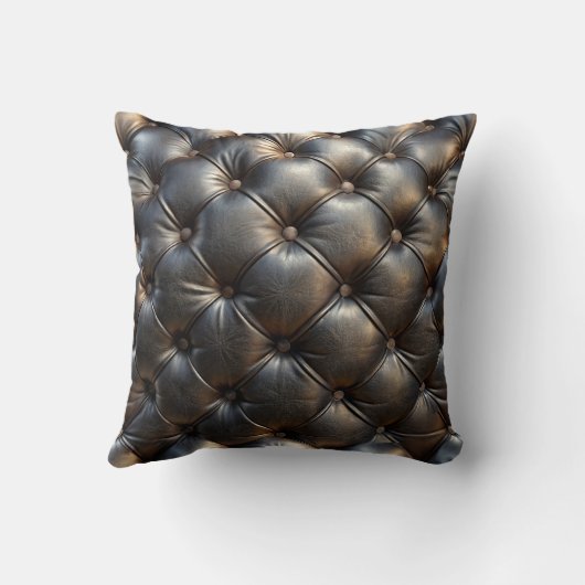 Tufted Black Faux Leather Pattern クッション (裏面)