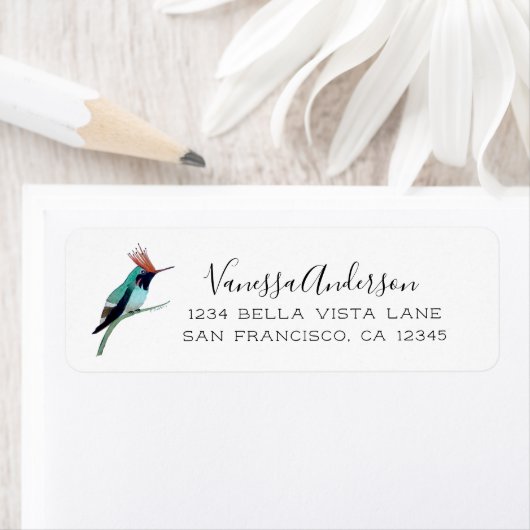 Tufted Coquette Hummingbird Return Address Label ラベル (インサイチュ)
