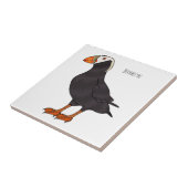 Tufted puffin bird cartoon illustration タイル (側面)