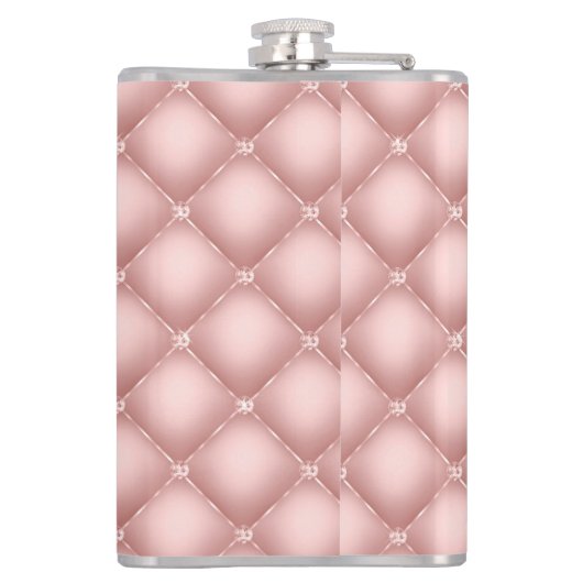 Tufted Sparkly Diamonds Blush Pink Monogram  フラスク (裏面)