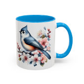 Tufted Titmouse Bird Mug Floral Gift マグカップ