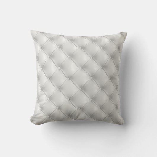Tufted White Faux Leather Pattern クッション (正面)