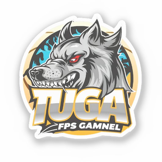 TUGAウルフゲーミングロゴ eスポーツスタイル シール (正面)