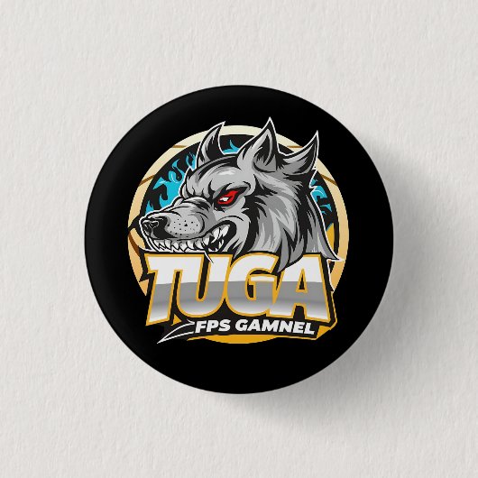 TUGA Wolf Gaming Logo Esports Style 缶バッジ (正面)