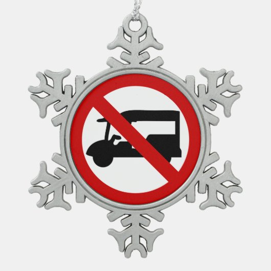Tuk-Tukのタクシーの⚠のタイの交通標識の⚠無し スノーフレークピューターオーナメント (正面)