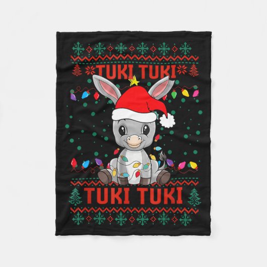 Tuki Tuki Santa Hat Spanish Mexican Christmas Swea フリースブランケット (正面)