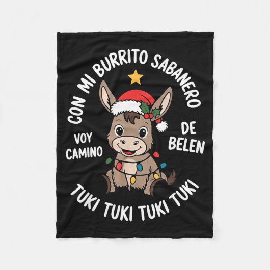 Tuki Tuki Santa Hat Spanish Mexican Christmas Swea フリースブランケット (正面)