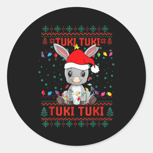 Tuki Tuki Santa Hat Spanish Mexican Christmas Swea ラウンドシール (正面)