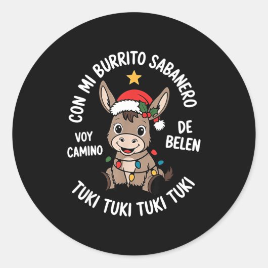 Tuki Tuki Santa Hat Spanish Mexican Christmas Swea ラウンドシール (正面)