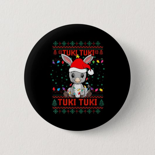 Tuki Tuki Santa Hat Spanish Mexican Christmas Swea 缶バッジ (正面)