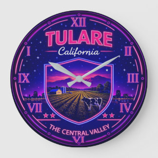 Tulare California Farmland ラージ壁時計