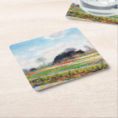 Tulipフィールドのオランダ，モネ スクエアペーパーコースター (アングル)