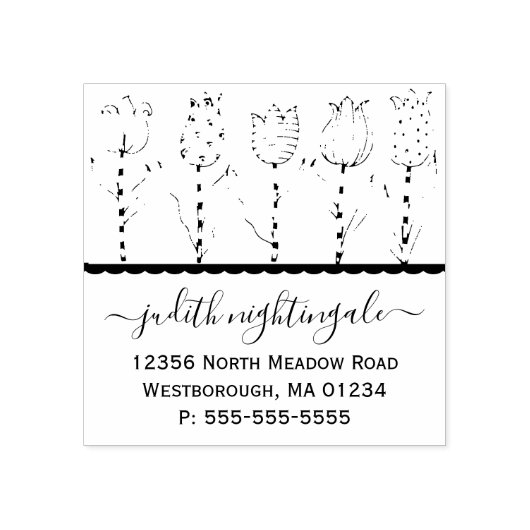 Tulipフローラお洒落スクリプト独自の ラバースタンプ (インプリント)