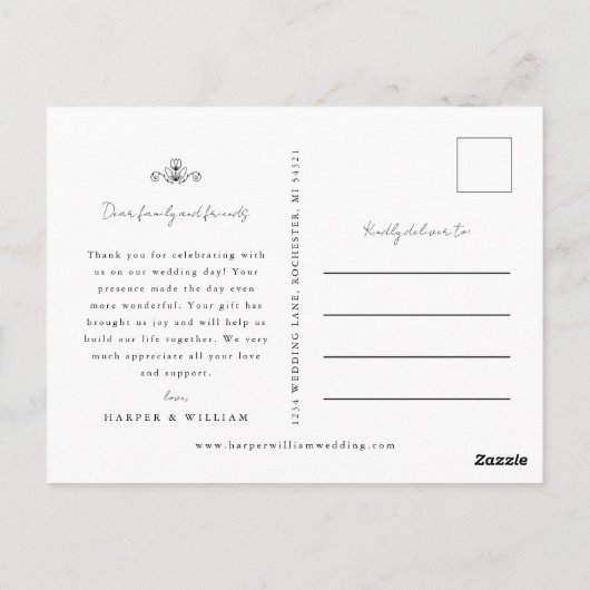 Tulip 感謝していの写真の結婚はがき ポストカード (裏面)