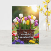 Tulip Basket Wonderful Grandmother Card カード (黄色い花)