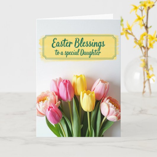 Tulip Blooms Daughter Easter Card カード (黄色い花)